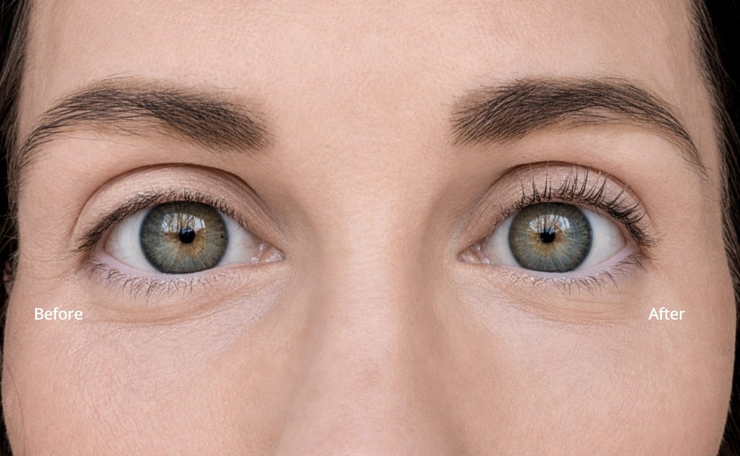 LashWax™ visual comparison showing natural lash lift and definition.